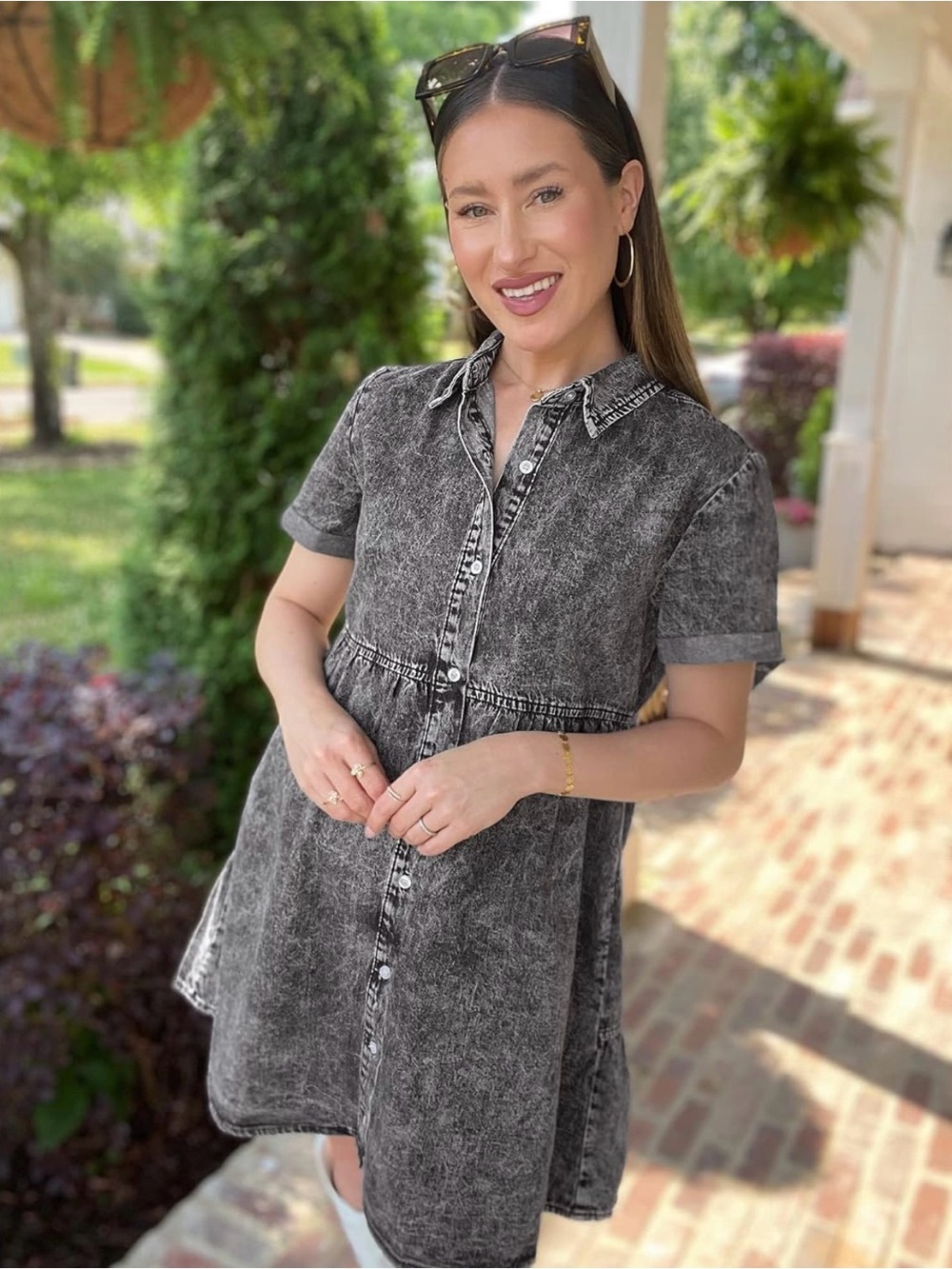 Amazon Essentials Washed Black Denim Shirt Dress